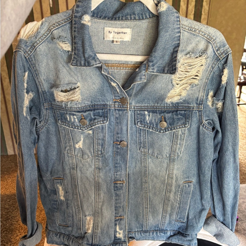By Together Light Blue Distressed Jacket